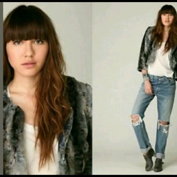 Free People Multicolor Faux Fur Coat Sz L - Picture 3 of 6